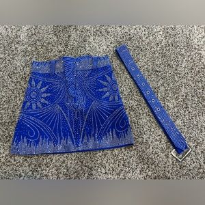 Rhinestone skirt and belt set